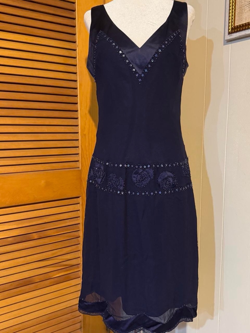Nine West purple silk  Beaded V-Neck Sleeveless Cocktail Dress fairycore Y2K